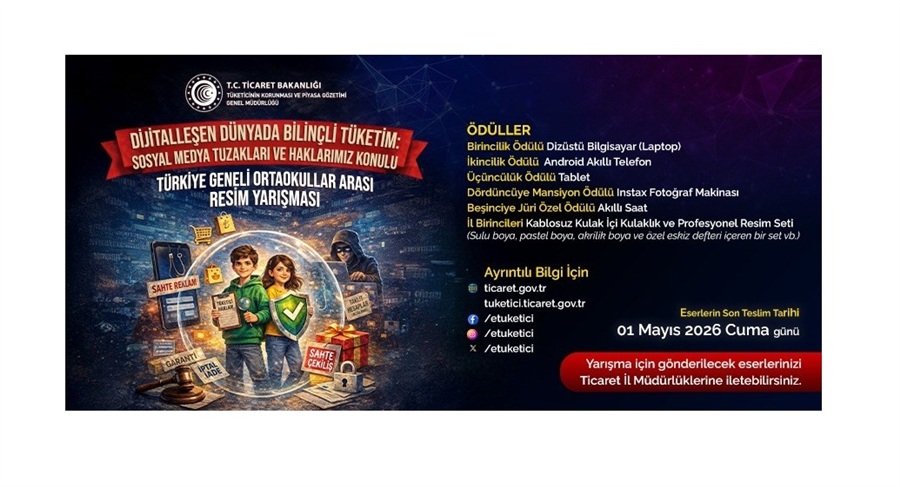 “DİJİTALLEŞEN DÜNYADA BİLİNÇLİ TÜKETİM: SOSYAL MEDYA TUZAKLARI VE HAKLARIMIZ” KONULU ORTAOKULLAR ARASI RESİM YARIŞMASI